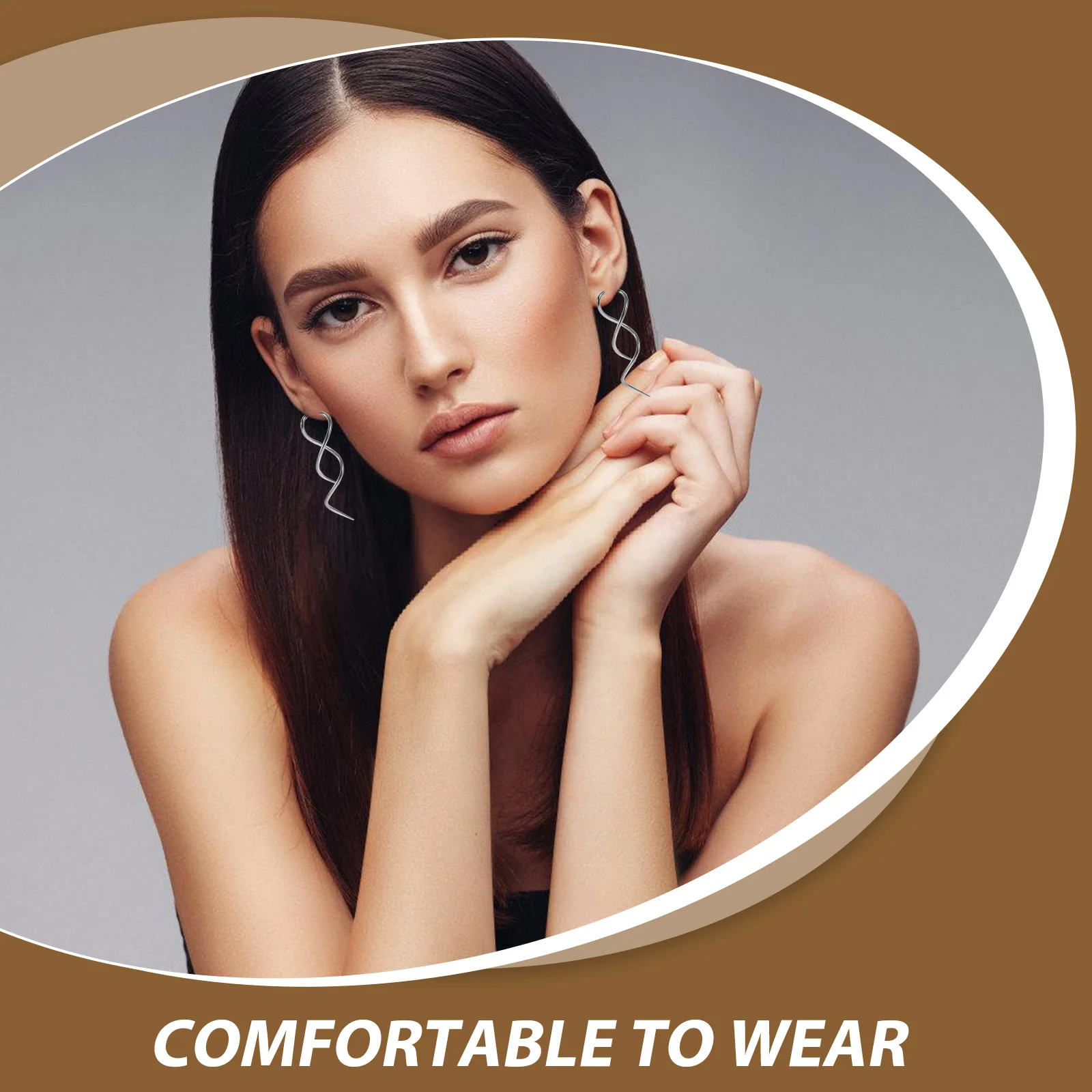 

2Pcs Spiral Thread Earrings Stainless Steel Unique Spiral Design Color Box Stylish Minimalist Dangle Earrings Threader Hoops