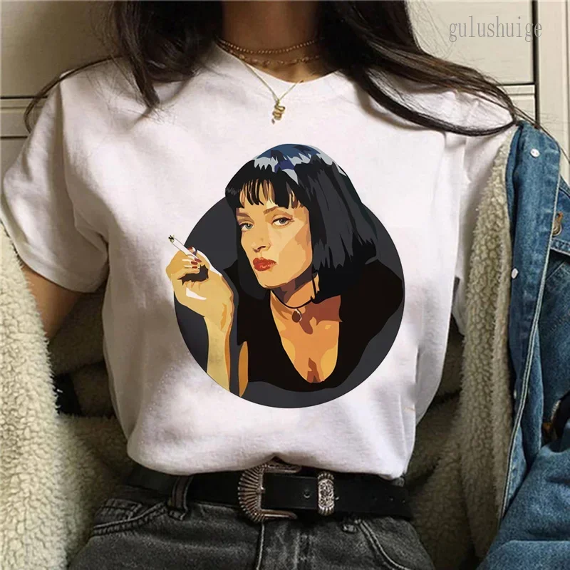 Pulp Fiction film zabawny nadruk T-Shirt dziewica Mary Mia koszulki T Shirt kobiety Harajuku Ullzang 90s koreański Unisex T-shir damski