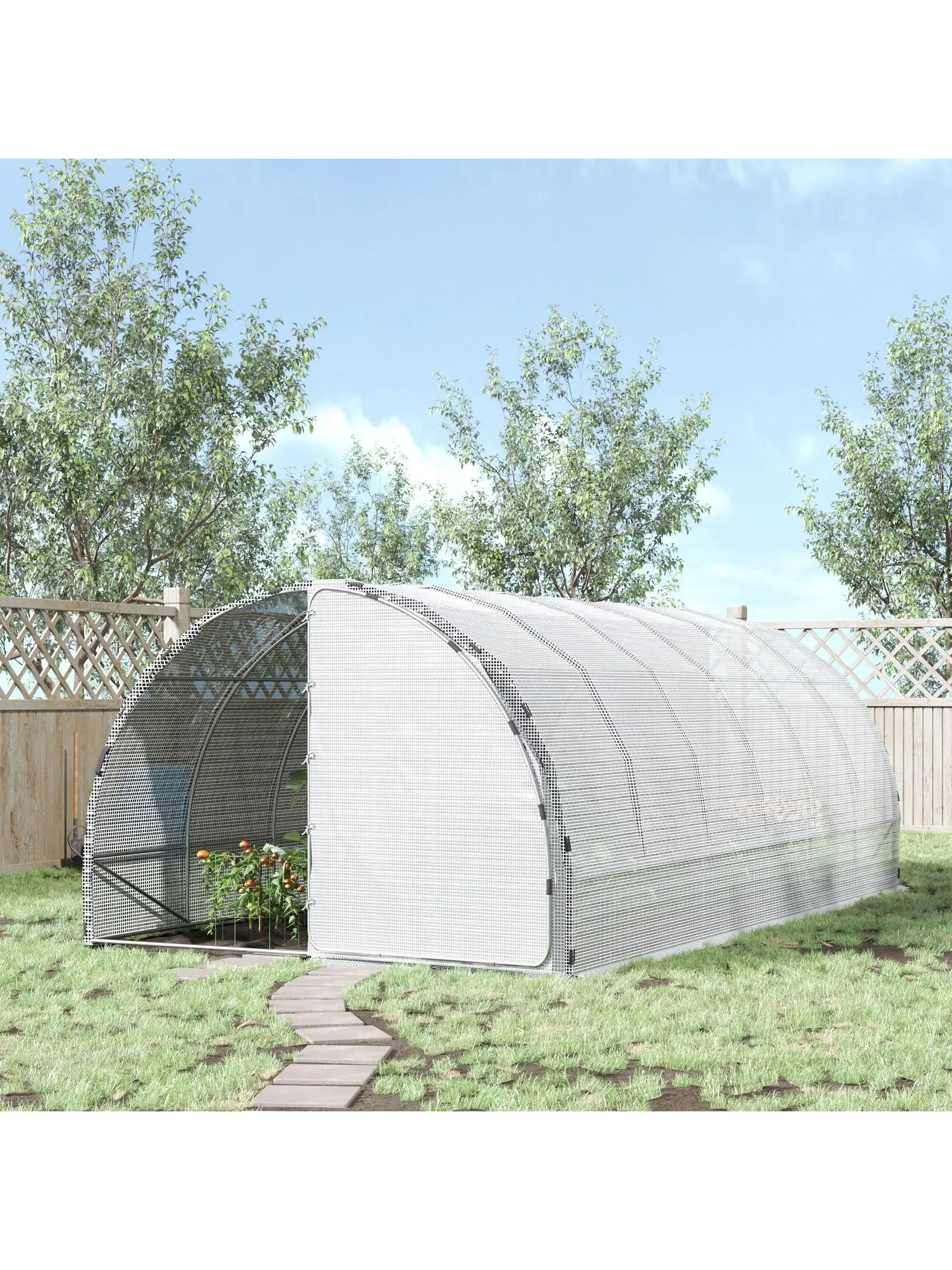 Walk-In Tunnel Greenhouse, Extra-Large Garden Hot House Kit with 2 Hinged Doors, Reinforced Steel Frame