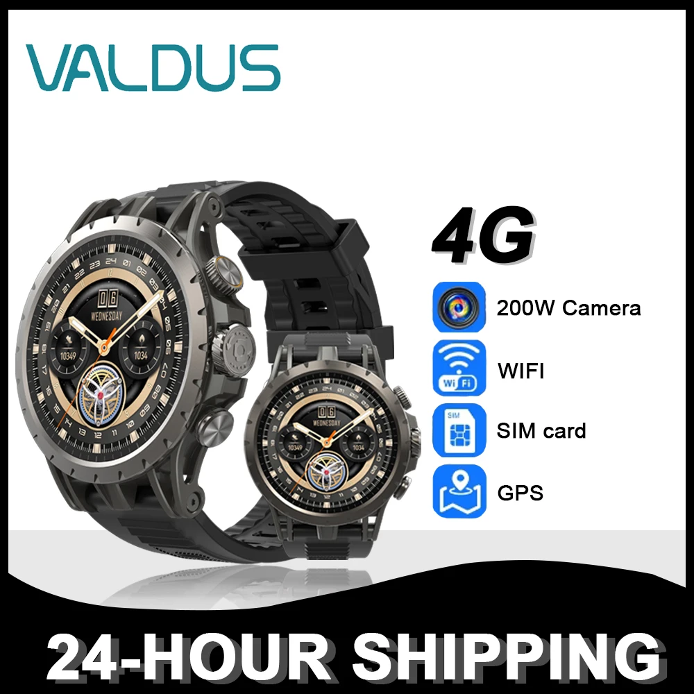 

VALDUS 2024 New VG54 Pro 4G Smartwatch Video Chat 200W Camera GPS Positioning WIFI SOS SIM Card Flashlight AMOLED Smartwatch