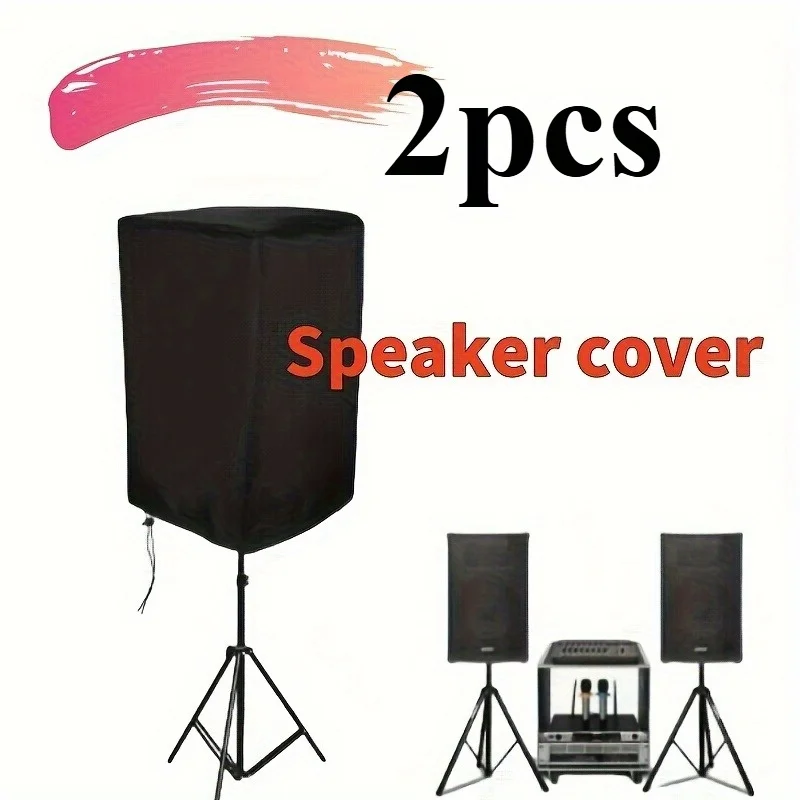 2PCS Black Oxford Cloth Speaker Cover Universal Dust Protection Cover Suitable for Home Outdoor Audio Music Lovers Only Cover
