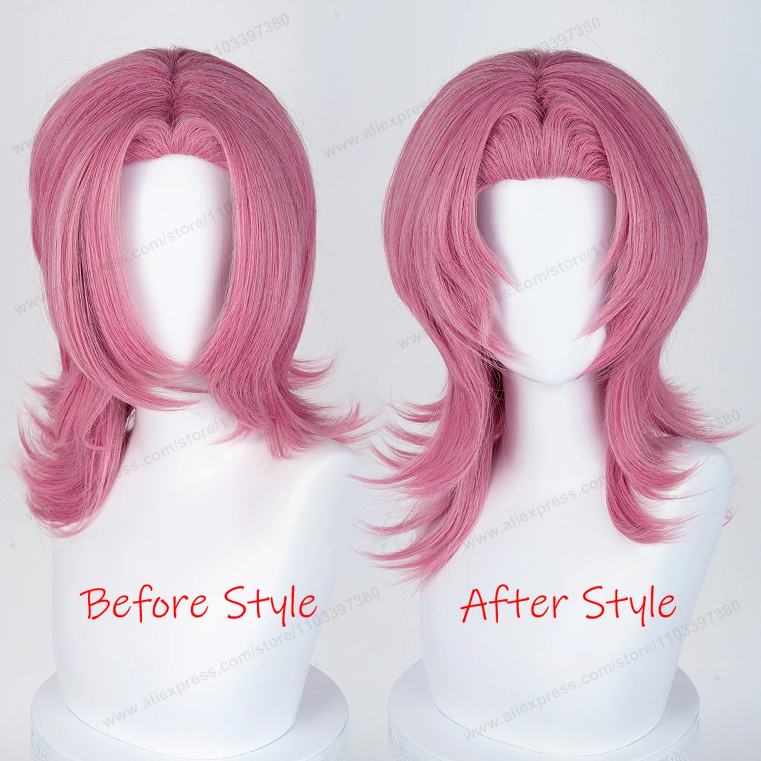 Saja Boys Romance Cosplay Synthetic Wig 48cm Deep Pink Men Hair  Anime Heat Resistant Wigs image 2