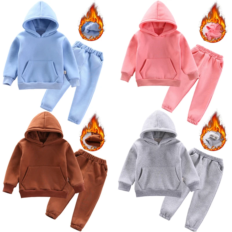 

Хлопковый костюм с капюшоном и брюками для мальчиков 1-8 лет, осенне-зимний, теплый, однотонный, спортивный костюм для детей