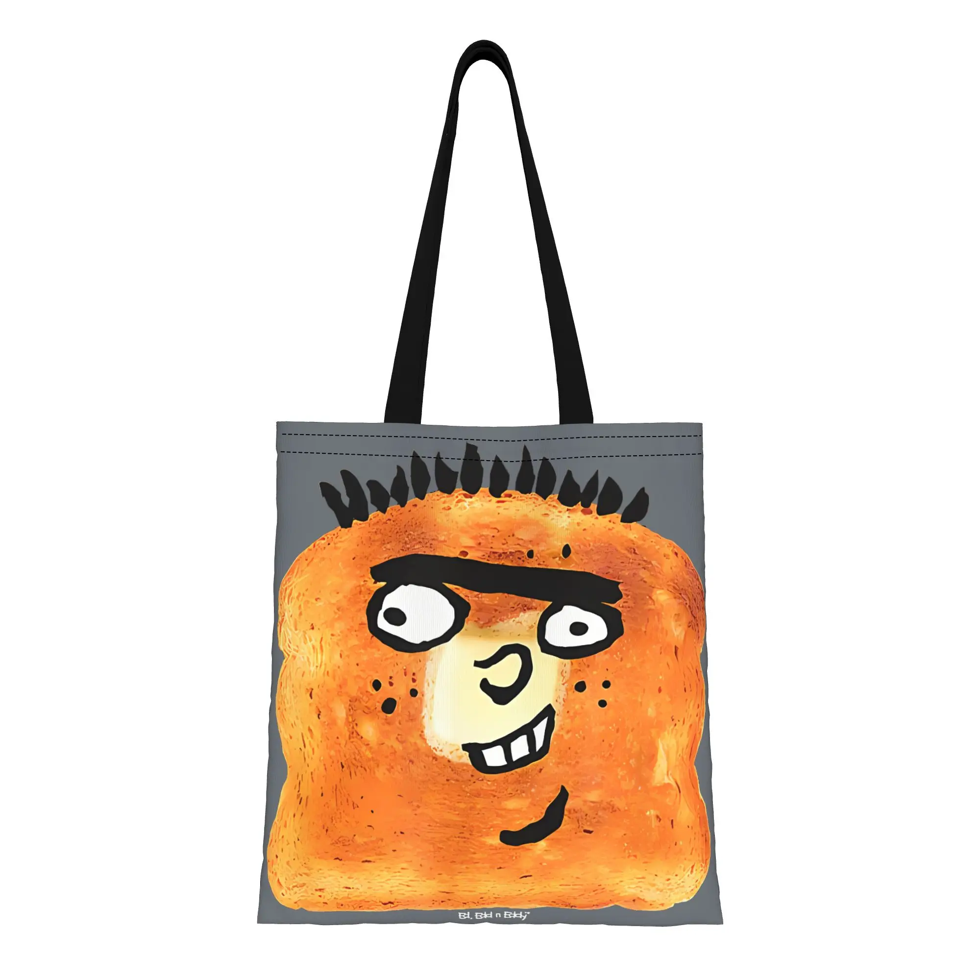 

Холщовая сумка-тоут Ed Toast без застежек, 1 шт., для ручной стирки, с изображением мультяшного Эдди, прочная, из холщовой ткани