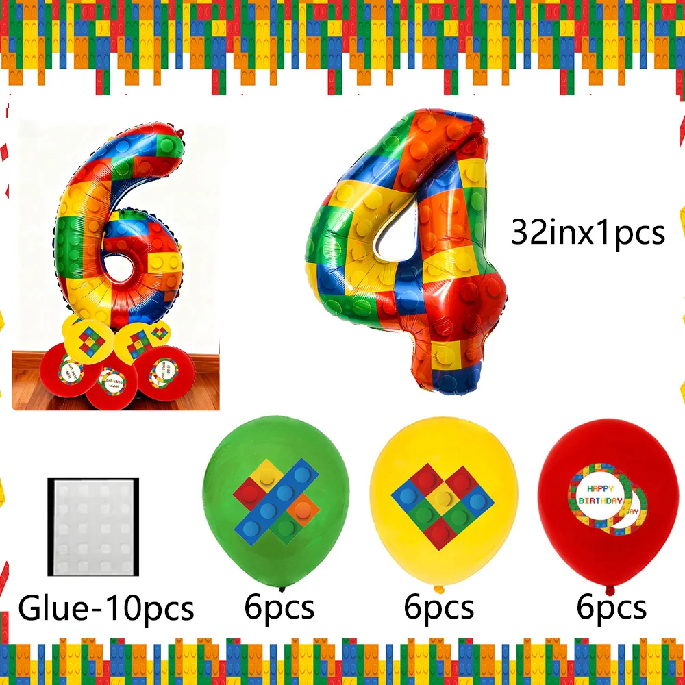 20 Stück Baustein Geburtstagsdekoration Ballon Set 32 ​ ​ Zoll Zahlen Zahlen Kinder Geburtstagsgeschenke Babyparty Partyzubehör – Detail 5