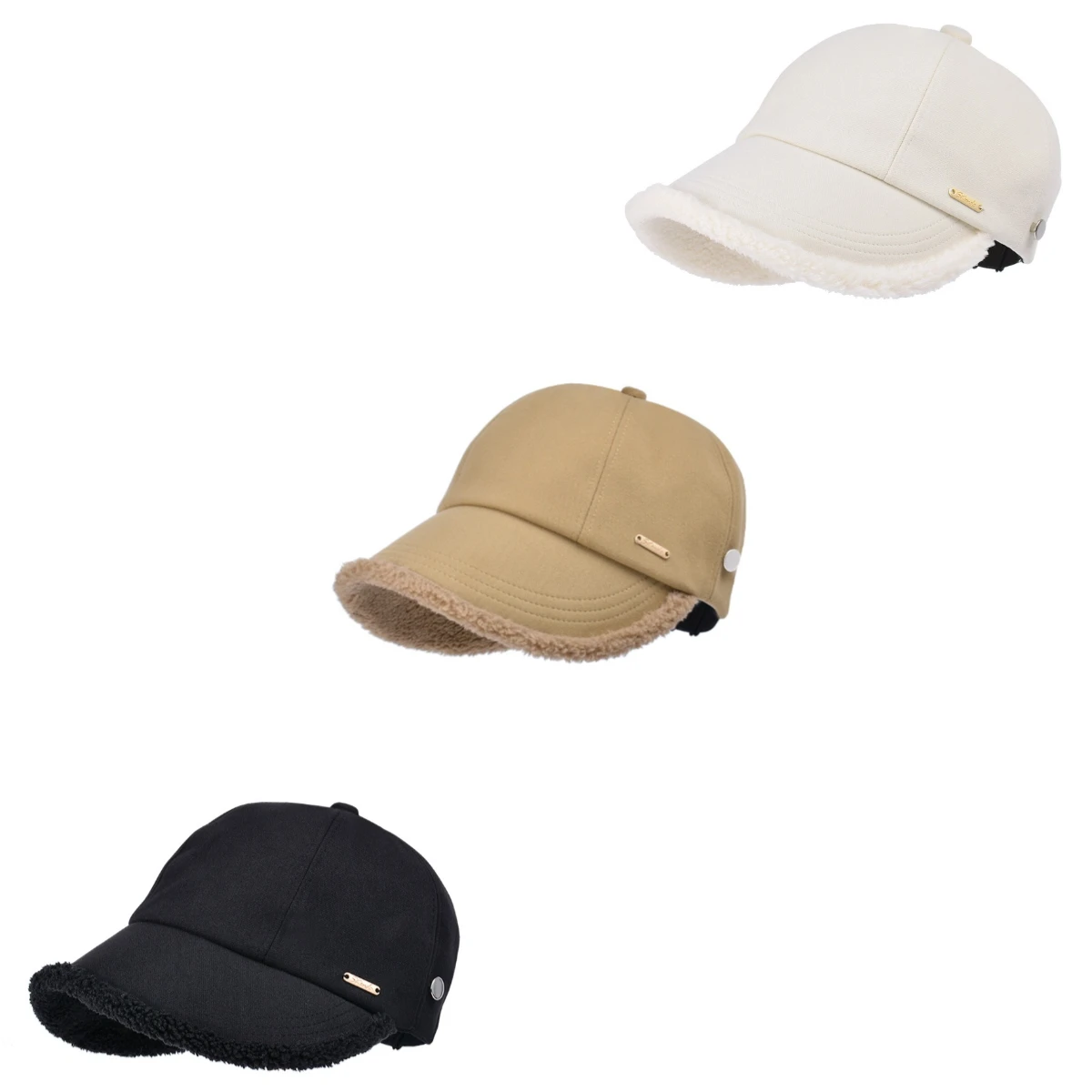 Wide Plush Brim Windproof Hat Solid Color Ear Protection Thickened Bucket Hat Comes with Buckle Practical Versatility Cold Hat