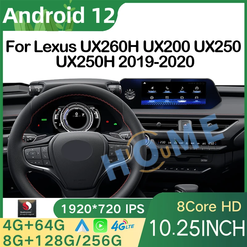 

CarPlay Auto Snapdragon Android 12 Car Radio GPS Navigation For Lexus UX ZA10 UX200 UX250h 2018 - 2022 Multimedia Player Radio