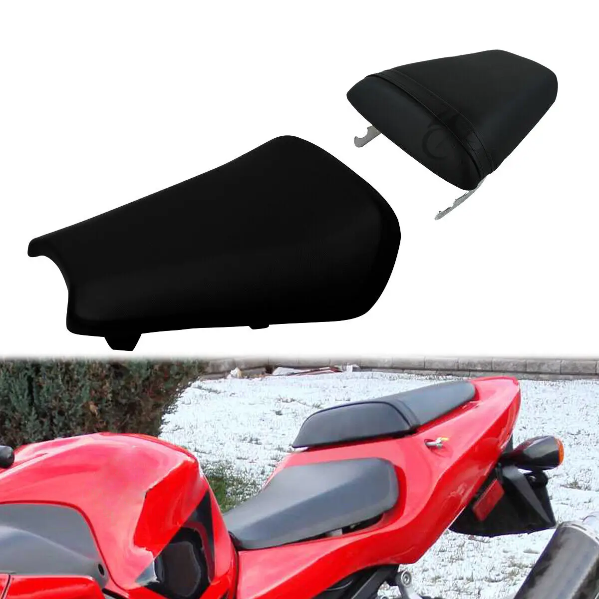 Black Front Rear Driver & Passenger Seat For Honda CBR600 F4i 2001-2003