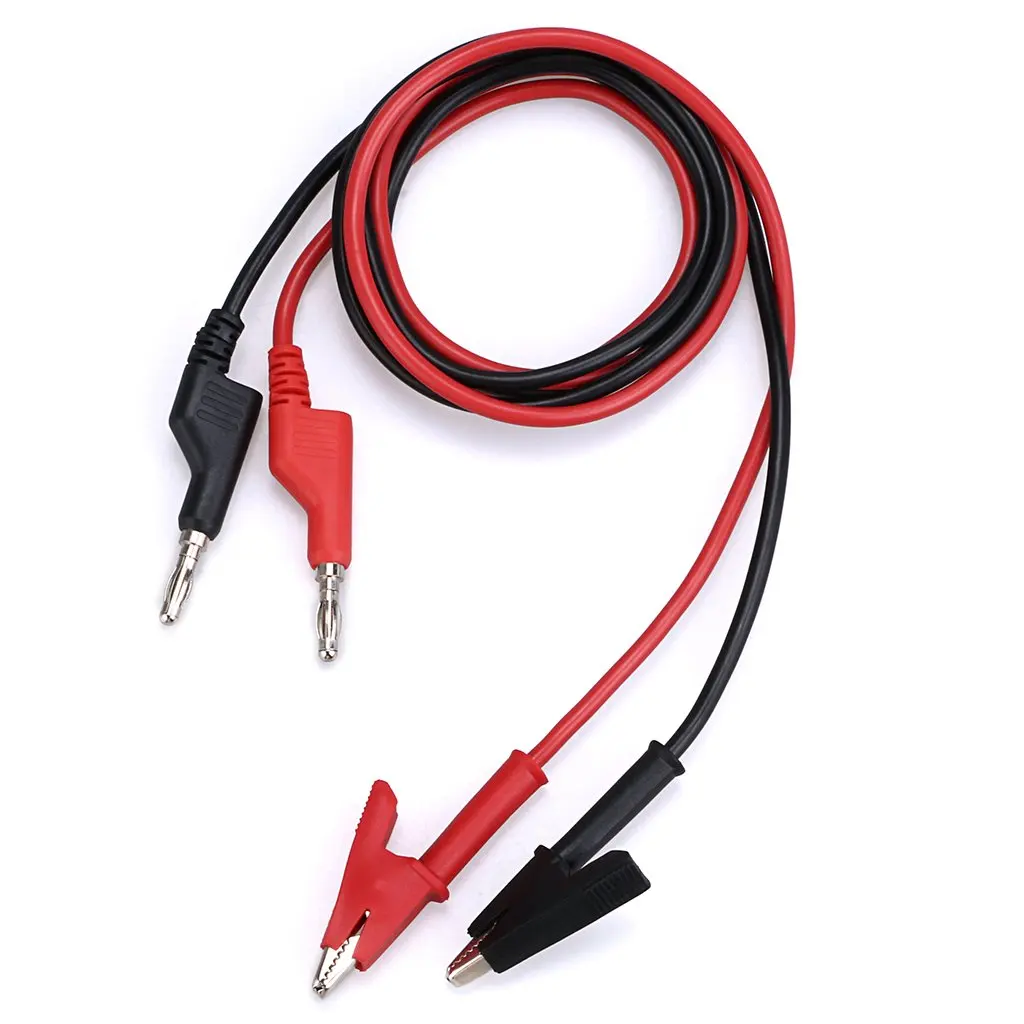Banana Plug to Crocodile Alligator Clip Test Probe,4mm Stackable Silicone Banana Plug to Alligator Clip Test Probe Lead Wire