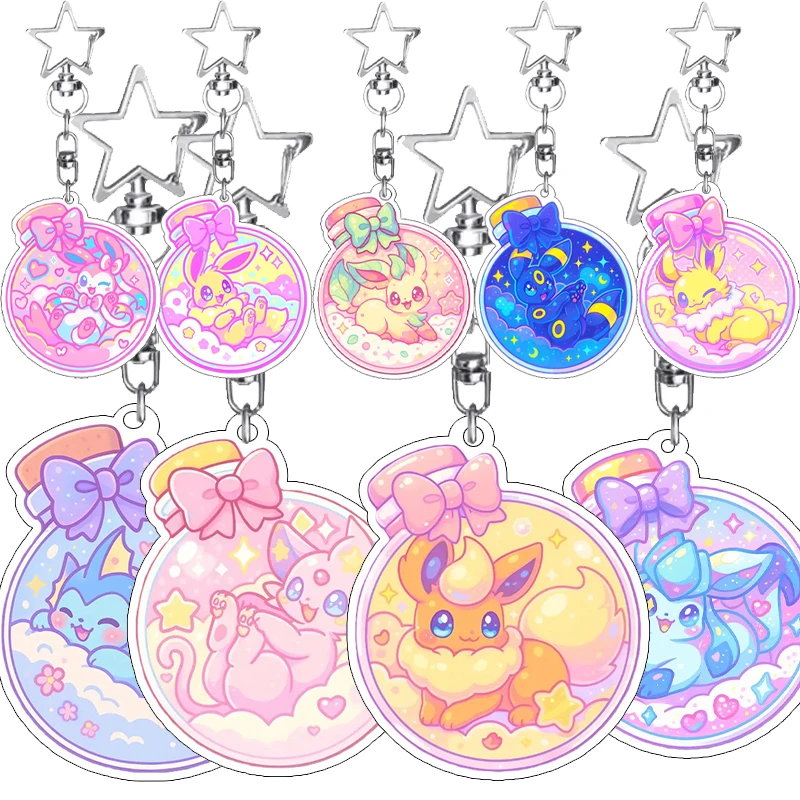 

Милые акриловые брелоки в стиле аниме: Eeveelution, Espeon, Sylveon, Star. Аксессуары для ключей, украшения для рюкзаков, подарки, игрушки, декор.