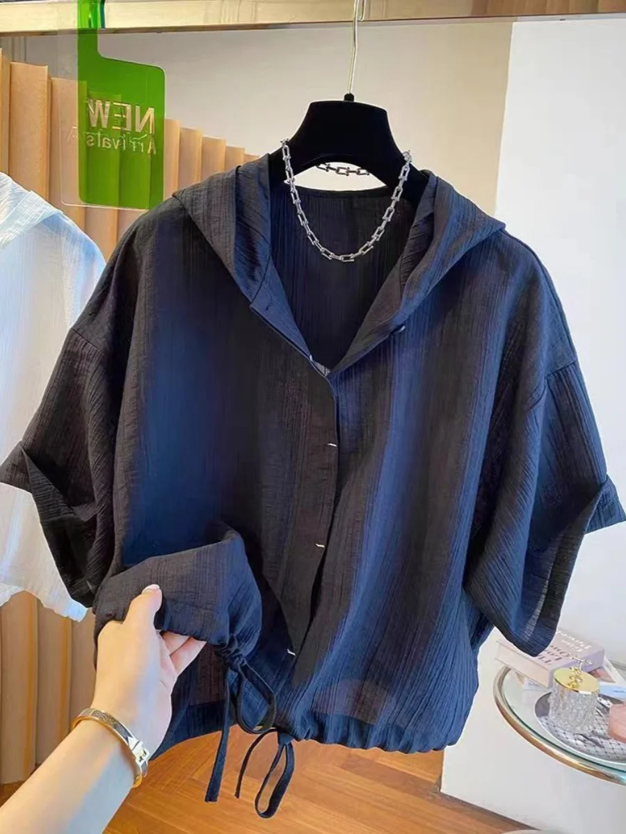 

Loose Fit Summer ort Sve Hoodie irt Men's Casual Dstring Waist T-irt Youth Trendy Non-iron Treaent Other Material