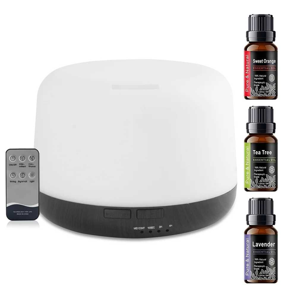 

500ml Essential Oil Diffuser Ultrasonic Aroma Humidifier with Remote Control, 7 Color Changing Lights, Auto Shut-Off & BPA-Free