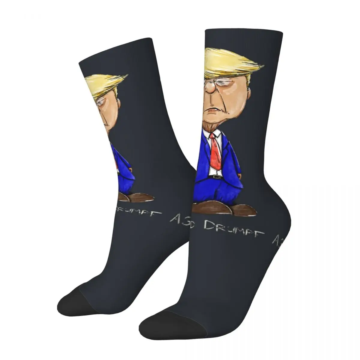 Funny Crazy Make Donald Drumpf Again Sock for Men Hip Hop Cartoon Trump Seamless Pattern Printed Boys Crew Sock official-website