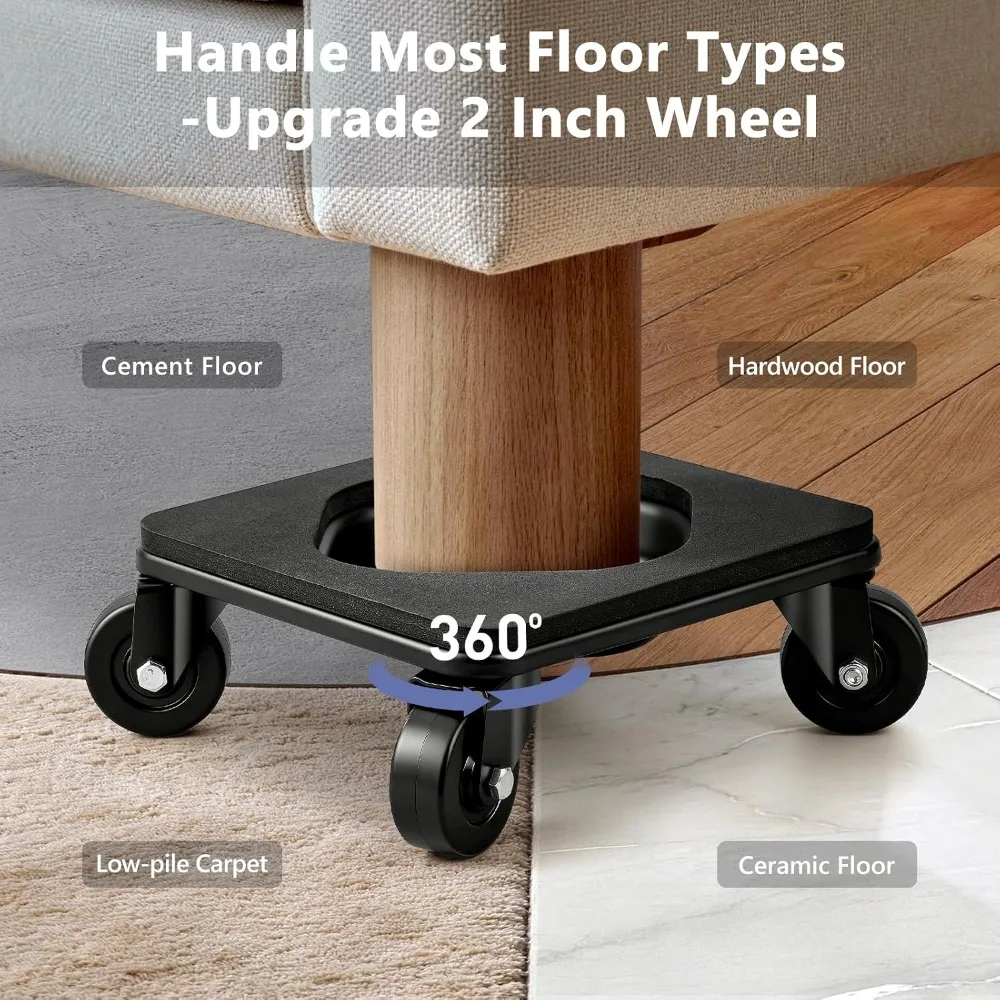 Heavy Duty Furniture Dolly with Anti-Slip Groove Design & Pad for Legged & Flat-Bottom Furniture, 2" Wheels, Supports 1500LBS, Easily Move Piano, Sofa, Table, Cabinet view 5
