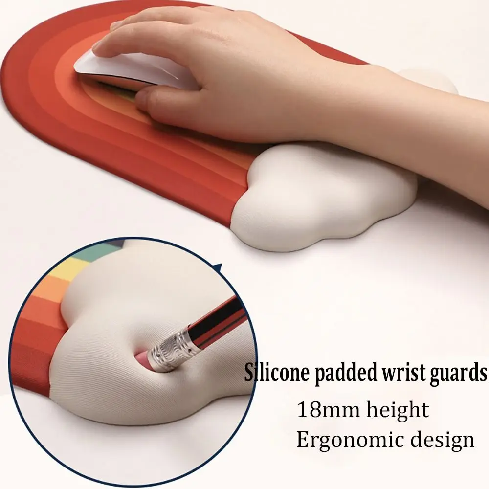 Mouse pad arco-íris de espuma viscoelástica, ergonômico, silicone, descanso para teclado, alta qualidade, antiderrapante