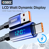 OOZCC Ultra-fast Super Charging Cable 120W LCD Watt Digital Display, Nylon Data Sync, for Samsung, Xiaomi, POCO, Tesla