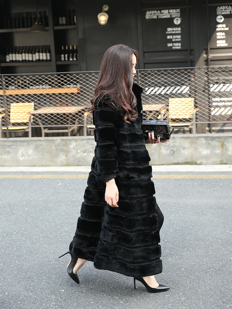 Rex Rabbit Fur Grass Coat Women\'s Mid Long Fur One 2023 New Winter Knee Version A Large Real Fur Fur