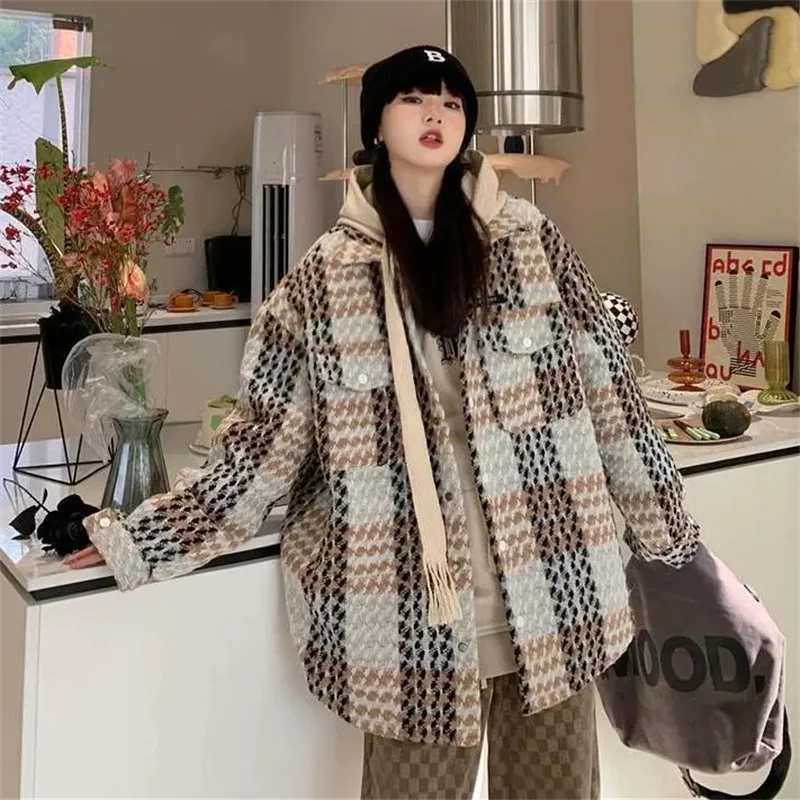 

Korean Version Coarse Tweed Small Fragrant Jacket For Women in Spring Autumn 2023 New Retro Fitting Student Coat Work Top Trend