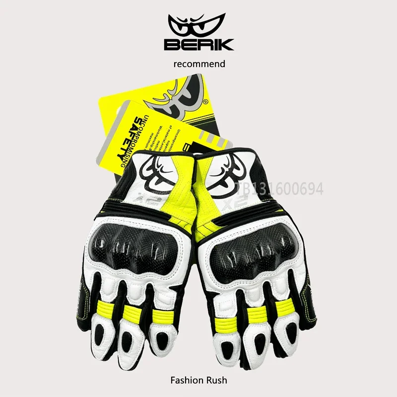 BERIK Motorcycle Gloves Competitive Gloves SURE GRIP Carbon Fiber Protective Wear Gloves for Men and Women for More Than 10 ° C