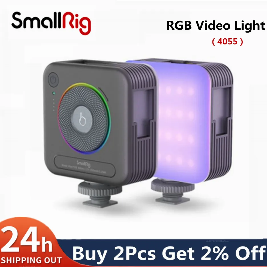 SmallRig P108 RGB LED Video Light 2700K-6500K On Camera Fill Light Portable LED Camera Lights for Photography Lighting 4055