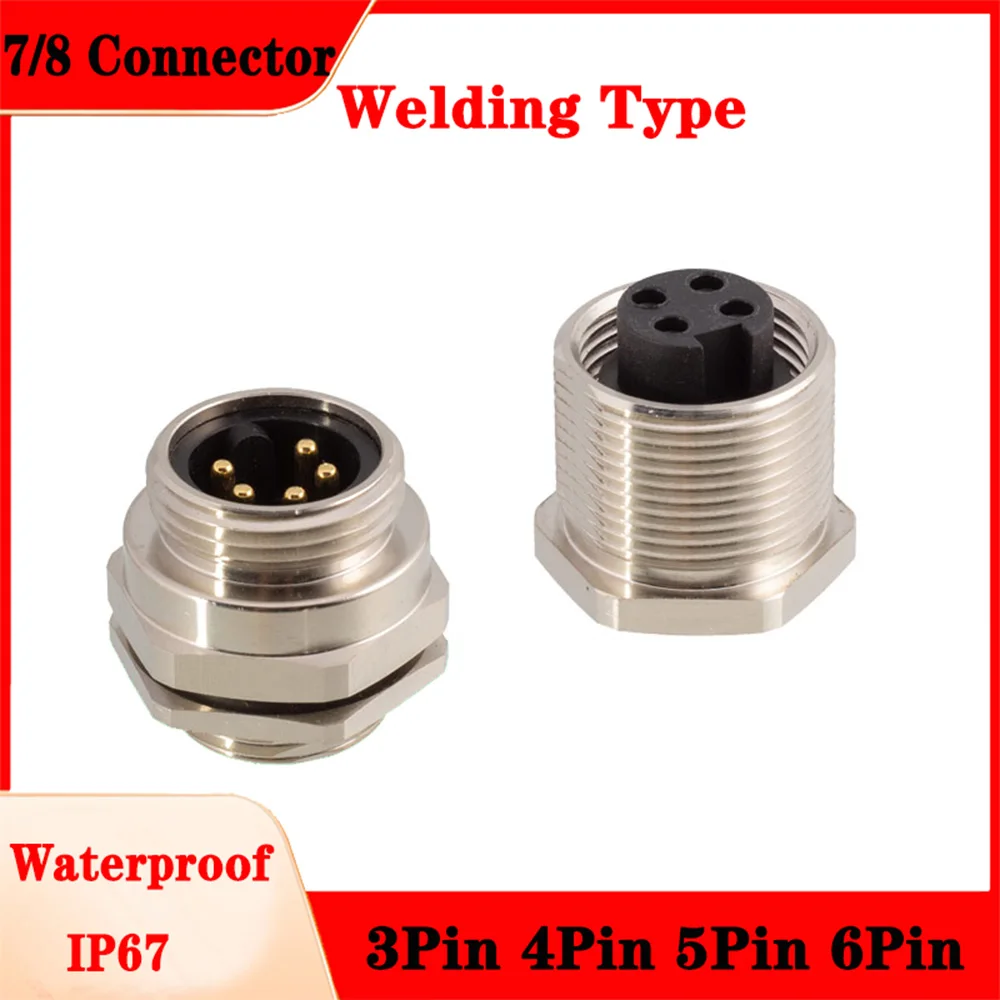 1Pcs 5Pcs 10Pcs 7/8 Socket, 3-core, 4-pin, 5-hole, Waterproof IP67 NEMA Marine Connector, Front And Rear Installation