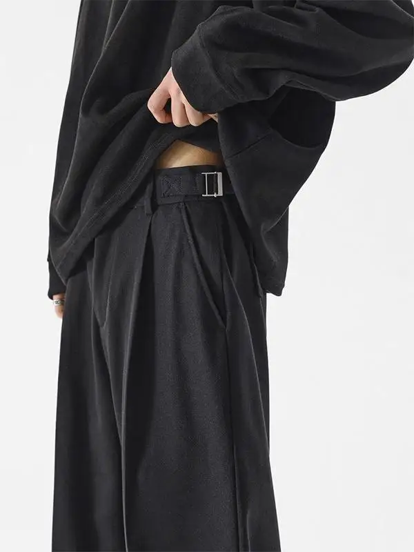 

Spring 2025 Men's Casual Wide Leg Pants Straight Cut Loose Fit Trousers Youth Faion Long Pants Cool Sle Color