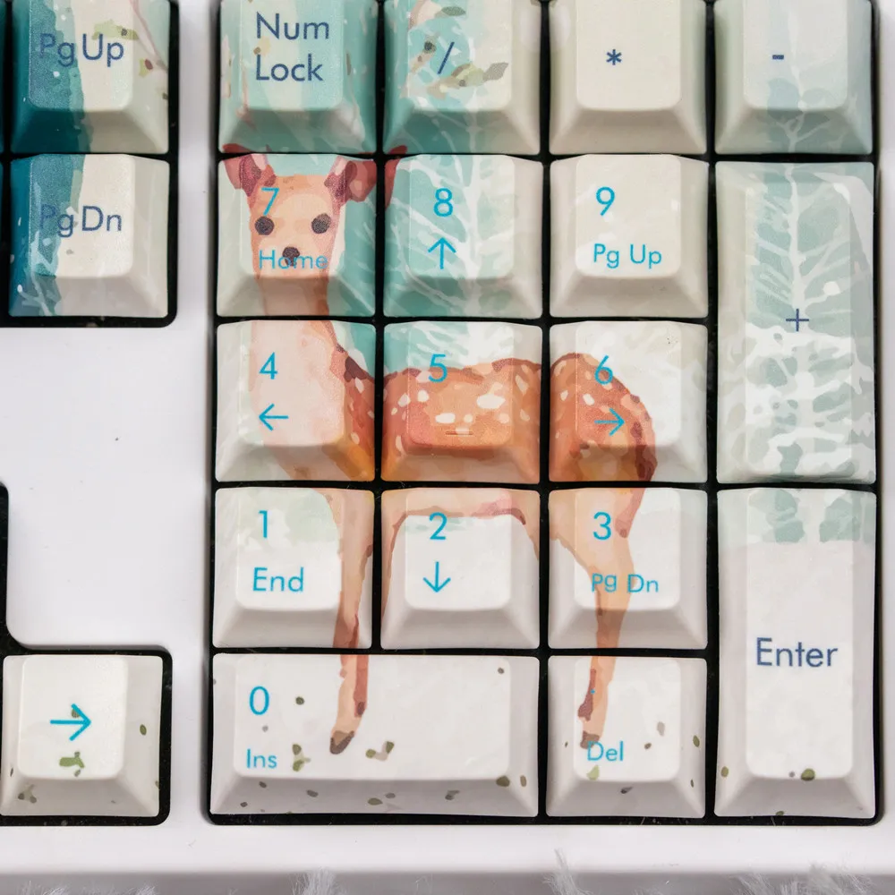 Mechanical Keyboard Winter Deer Keycaps PBT Cherry Mx Profile Keycap 1.75U 15U 1U Keys For 60 64 84 87 96 104 108 Keyboards