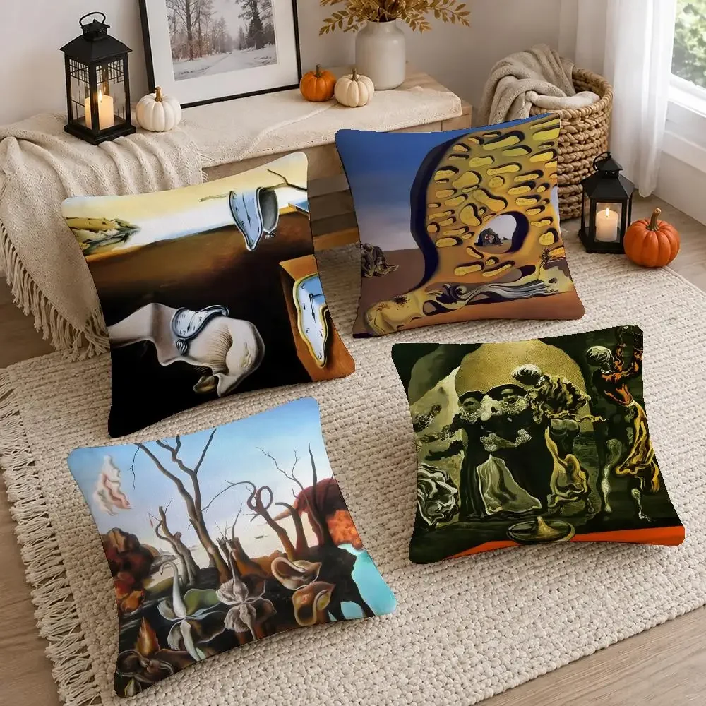 Iconic Artist Salvador Dali Cushion Cover Short Plush Pillow Cover, Washable Wrinkle-Resistant for Sofa Bedroom Decor Gift