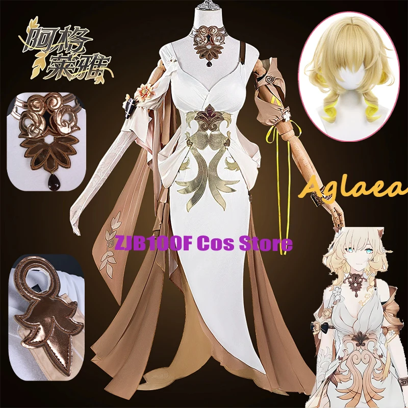

Game Honkai Star Rail Aglaea Cosplay Costume Dress Headwear Amphoreus The Goldweaver Carnival Halloween Party Props for Woman