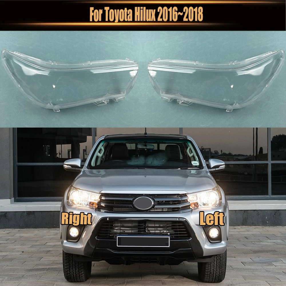 

Чехол для передней фары для Toyota Hilux 2016 ~ 2018, прозрачный корпус для передней фары, замена оригинального абажура из оргстекла