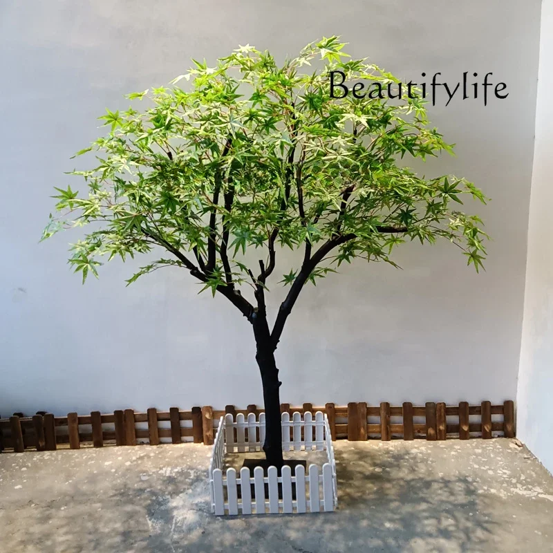 Artificial maple  large shopping mall shopping mall green plant chicken feet maple decorative landscaping living room fake tree