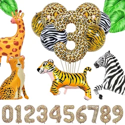 Jungle Safari Birthday Party Decoration Animal Foil Balloon 32in Number Balloon For Kids Safari Wild one Birthday Party Supplies