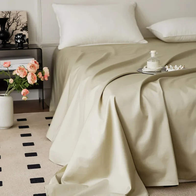 Premium 100 Thread Count Xinjiang Long Staple Cotton Flat Sheet Thickened Sateen Cotton Bed Sheet Single Double Size Bedding 3 P