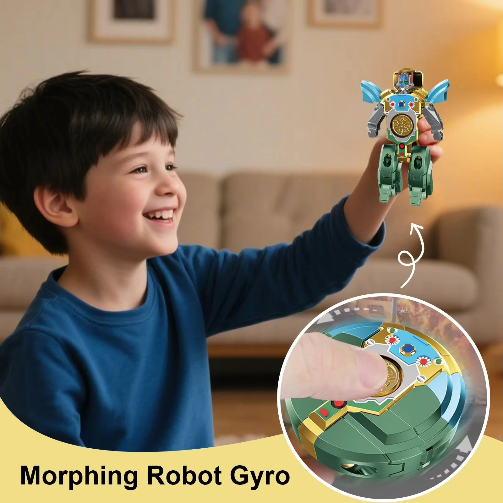 Creative Fingertip Gyro Toy Anti-pressure Feeling Fidgety Rotator Two Forms of Children's Deformation Robot Toy