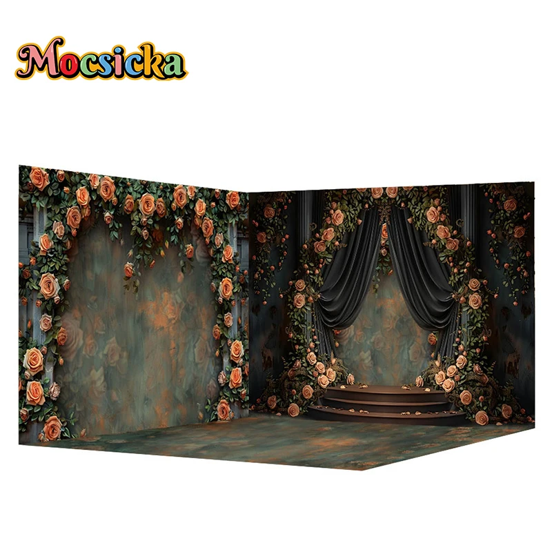 Mocsicka Oil Painting Rose Wall Photography Background Baby Birthday Wedding Decor Maternity Portrait Backdrop Fond Photo Studio