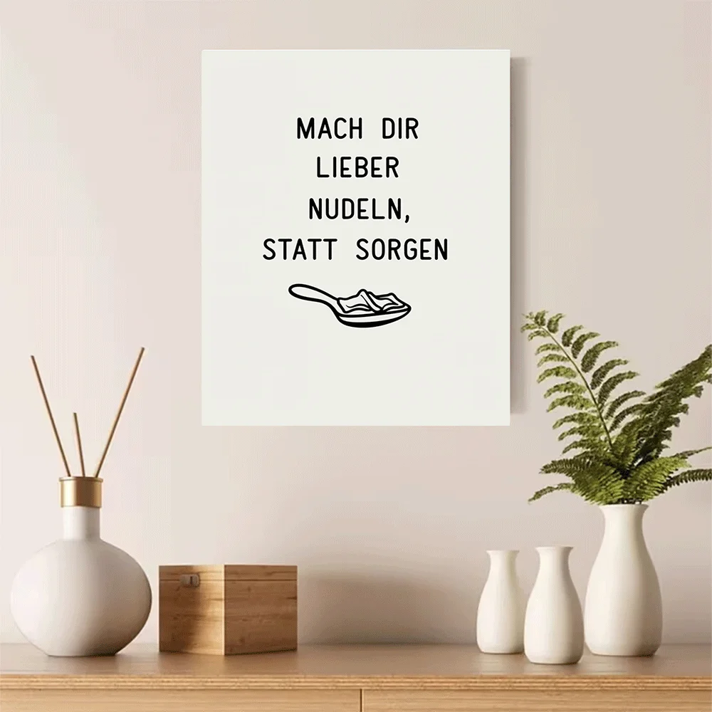 1PC-Unframed Canvas poster wall decoration  Make Pasta Instead of Worrying Quote Poster Art Print