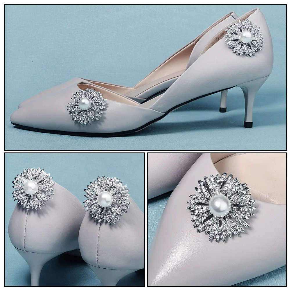 

Shoe Flower Accessories Pearl DIY Buckles Elegant Decorative Ornament Charming Bride Shoe Charm Fashion Rhinestone