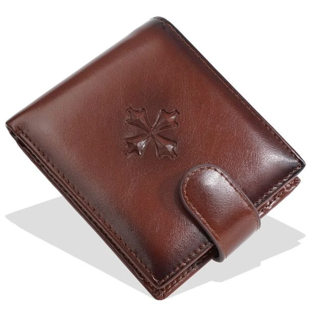 크로스 3 접는 지갑 도시 레크리에이션 스타일 PU 가죽 도난 방지 현금 가방 ID 배지 홀더 솔리드 컬러 남성용 짧은 지갑