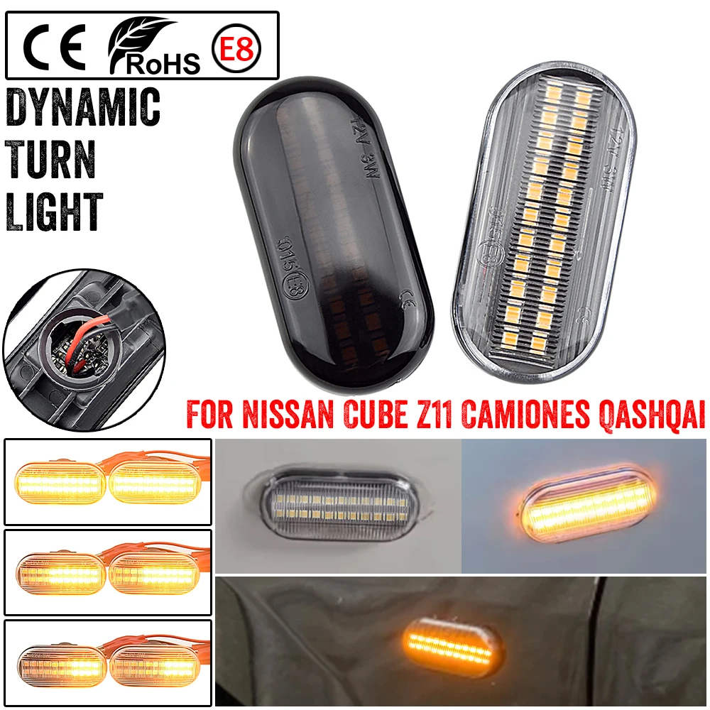 

2pcs LED Flowing Turn Signal Light Dynamic Blinker Side Marker Lamp For 350Z Z33 Navara D40 Cube Pathfinder R51 Qashqai J10