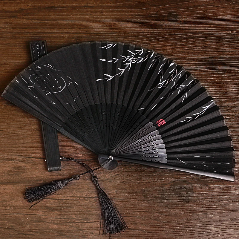 Vintabe Summer Folding Fan Bamboo Silk Japanese Fan Dance Party Flower Printing  High Quality Home Decoration Crafts 38