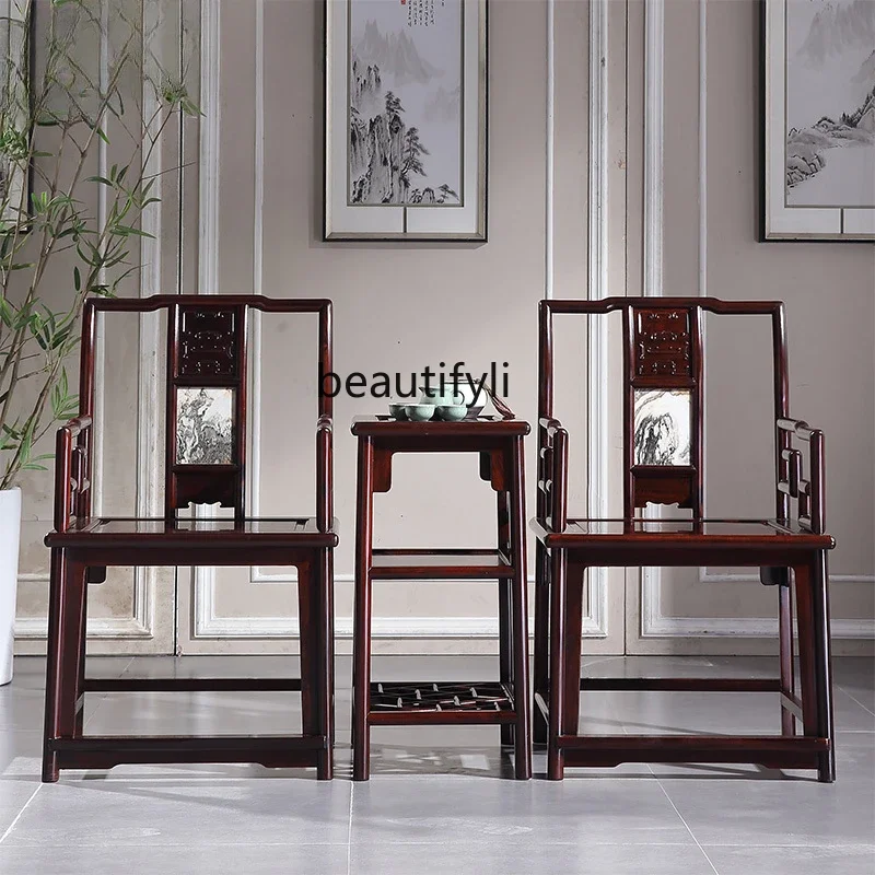 Rosewood Furniture Sandal Wood Officer's Cap Armchair Classic Ming Style Antique Reception Armchair Palace Chair