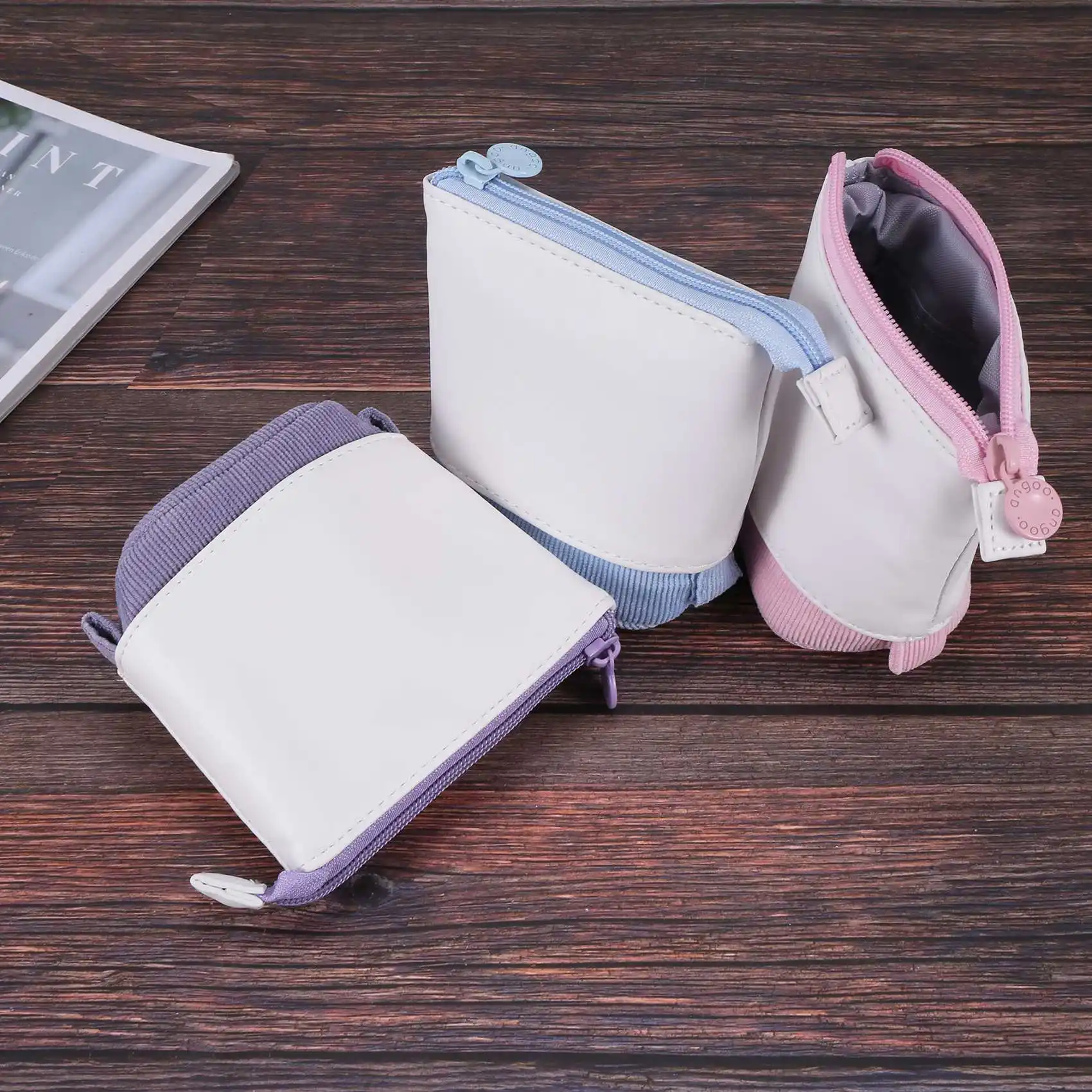 Superior 3 Pieces Telescopic Pencil Case Standing Stationery Pencil Holder Canvas Dual-Use -Up Stand Pencil Bags With Zipper