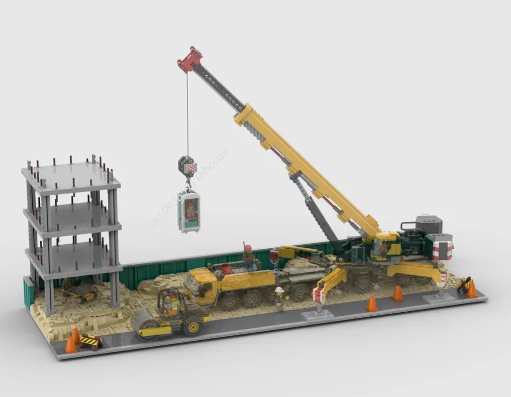 

Modular Construction Site Display for Sets:60409+60401+952403 Diorama Bricks City Crane Scene Moc Building Blocks Blocks Toys