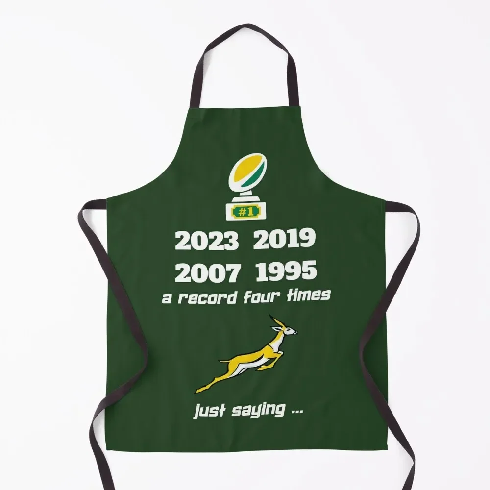 South Africa supporter: winners 4 times just saying (white) Apron For Kitchen painting kitchen clothes for men Apron