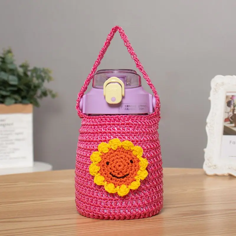 

Pure Handmade Crochet Large Cup Yarn Weaving Hand Guard Against Falling Large Capacity Diagonal Cross Kettle Protective Cover