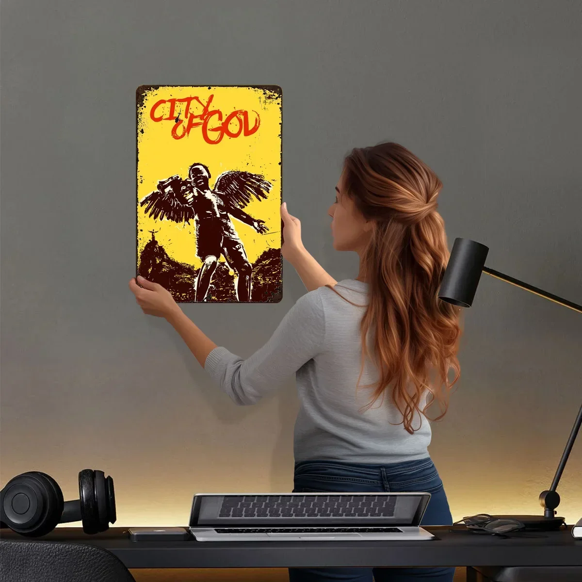 ملصق الفيلم الكلاسيكي مدينة الله خمر فيلم علامة معدنية غرفة الألعاب الديكور لوحات القصدير المخصصة للجدار الفن الديكور الرجعية