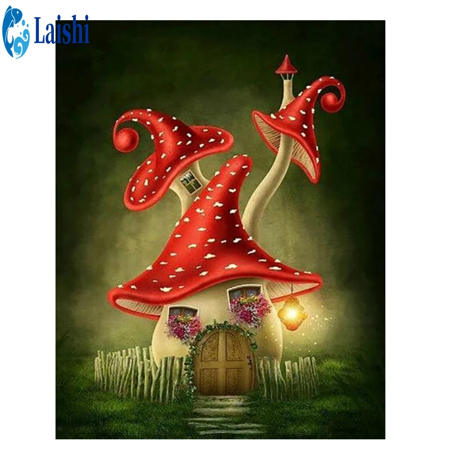 5D DIY Diamond Painting Mushroom house Cross Stitch Kits Embroidery Full round Mosaic Rhinestone Craft Lovers for Home Decor