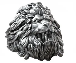 21g 3D Lion Head Ring King Of The Beasts Artistic Relief Gold Rings For Dad Man  Customized 925 SOLID STERLING SILVER High Trend