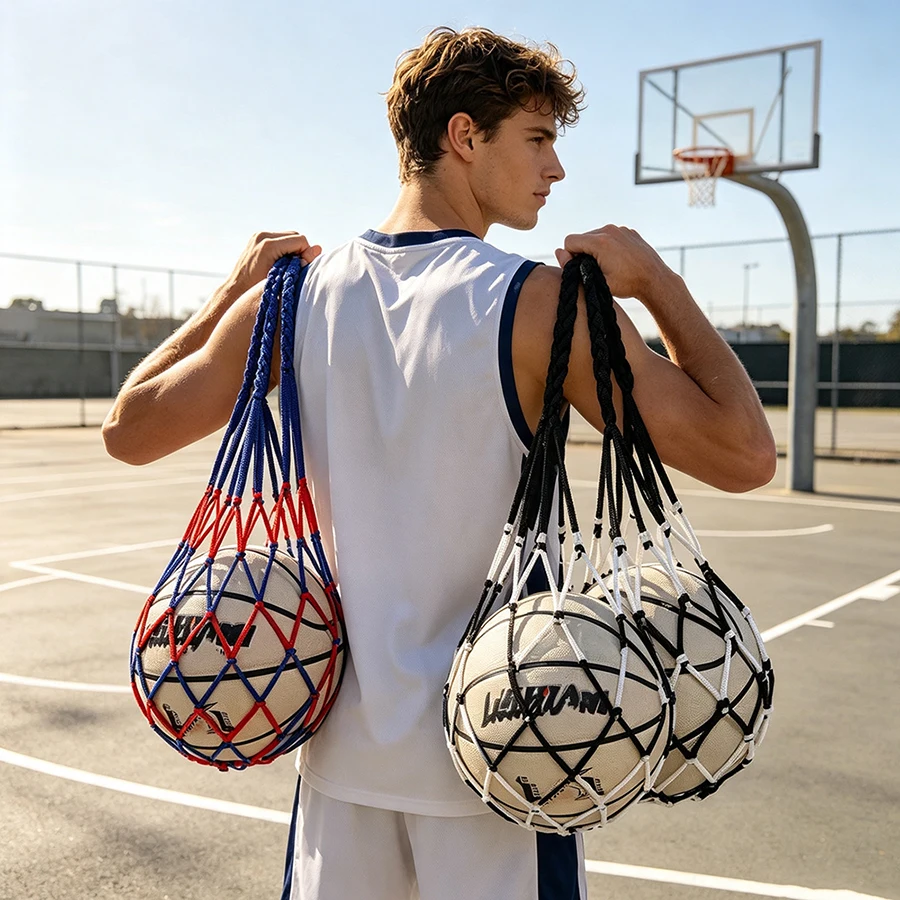 Basketball Net Bag Thick Woven Net Basketball Storage Durable Nylon Training Net Bag Organiser Bag for All Kinds of Balls 