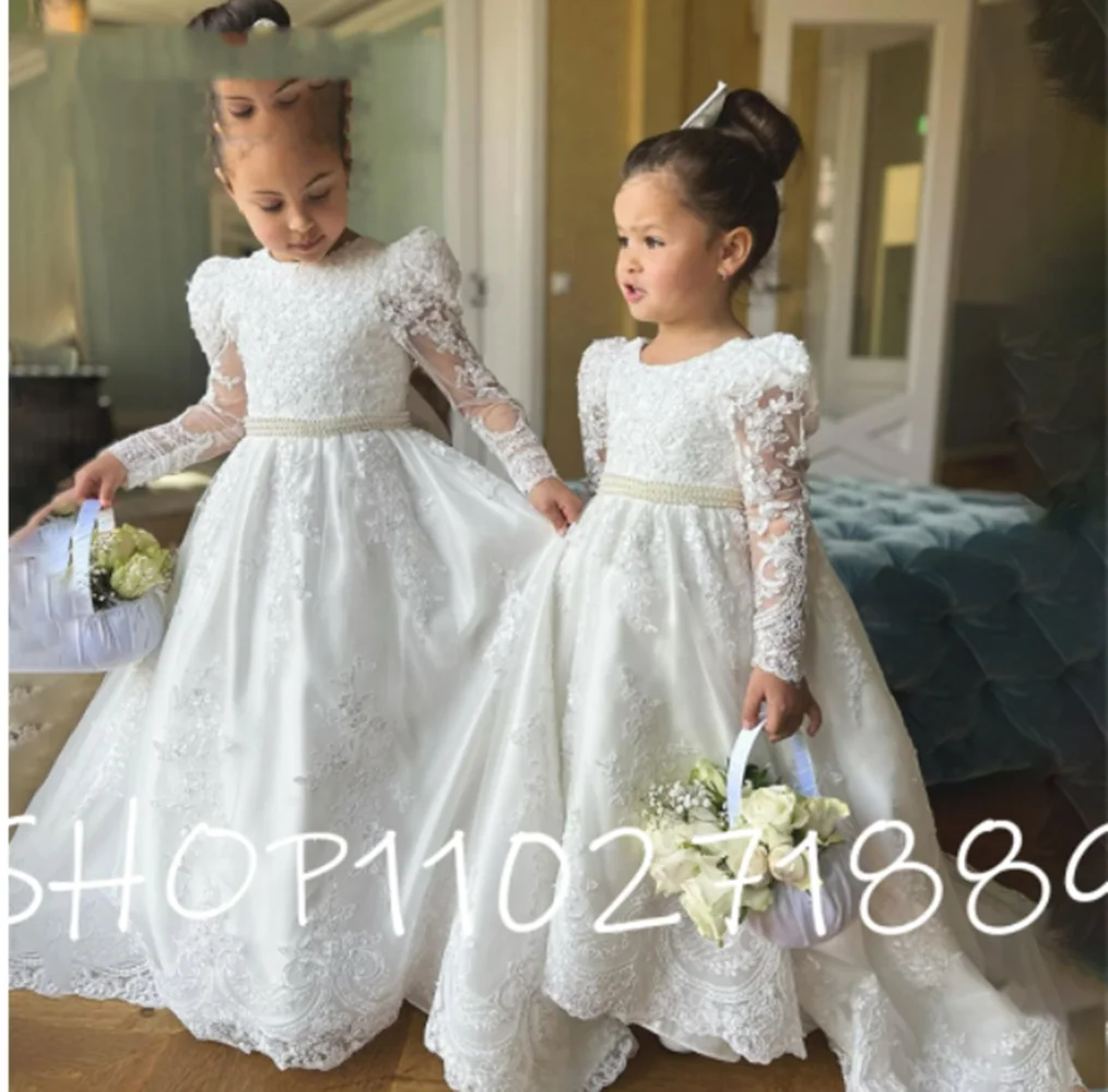

White Elegant Tassels Wedding Flower Girl Dresses Little Angel A-line Children Birthday Party Gown